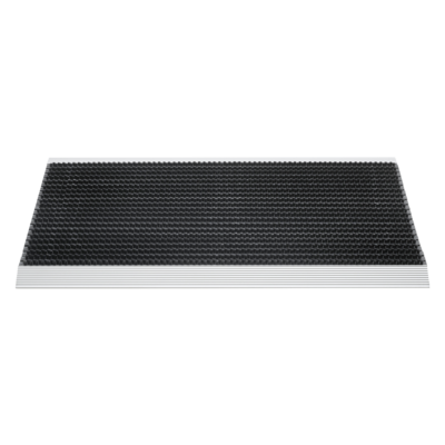 Luxe tapis d'ext. noir avec bande d'argent 50x80cm